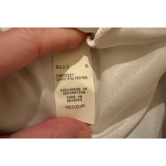 Vintage coquette white sequined slip nightgown embroidered chemise - Picture 6 of 6